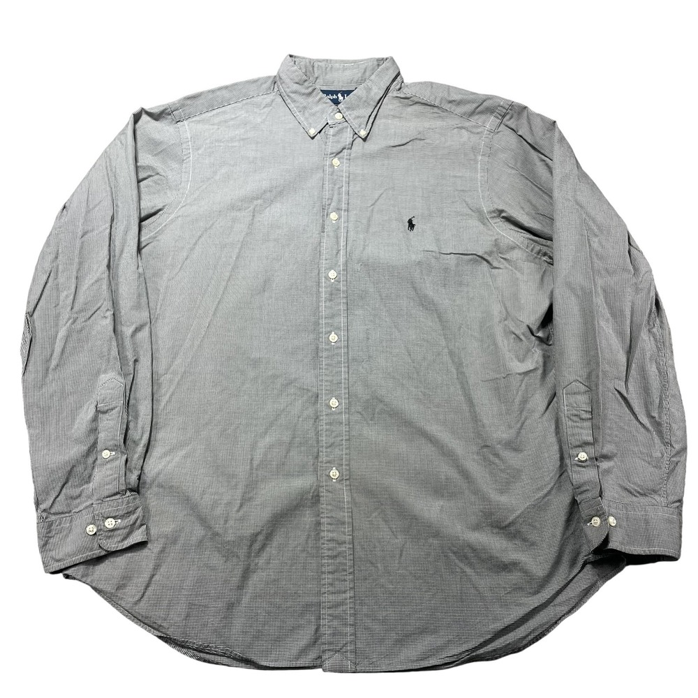 Ralph Lauren Shirt Mens XL Gray‎ Check Classic Fit Button Down Long Sleeve Pony